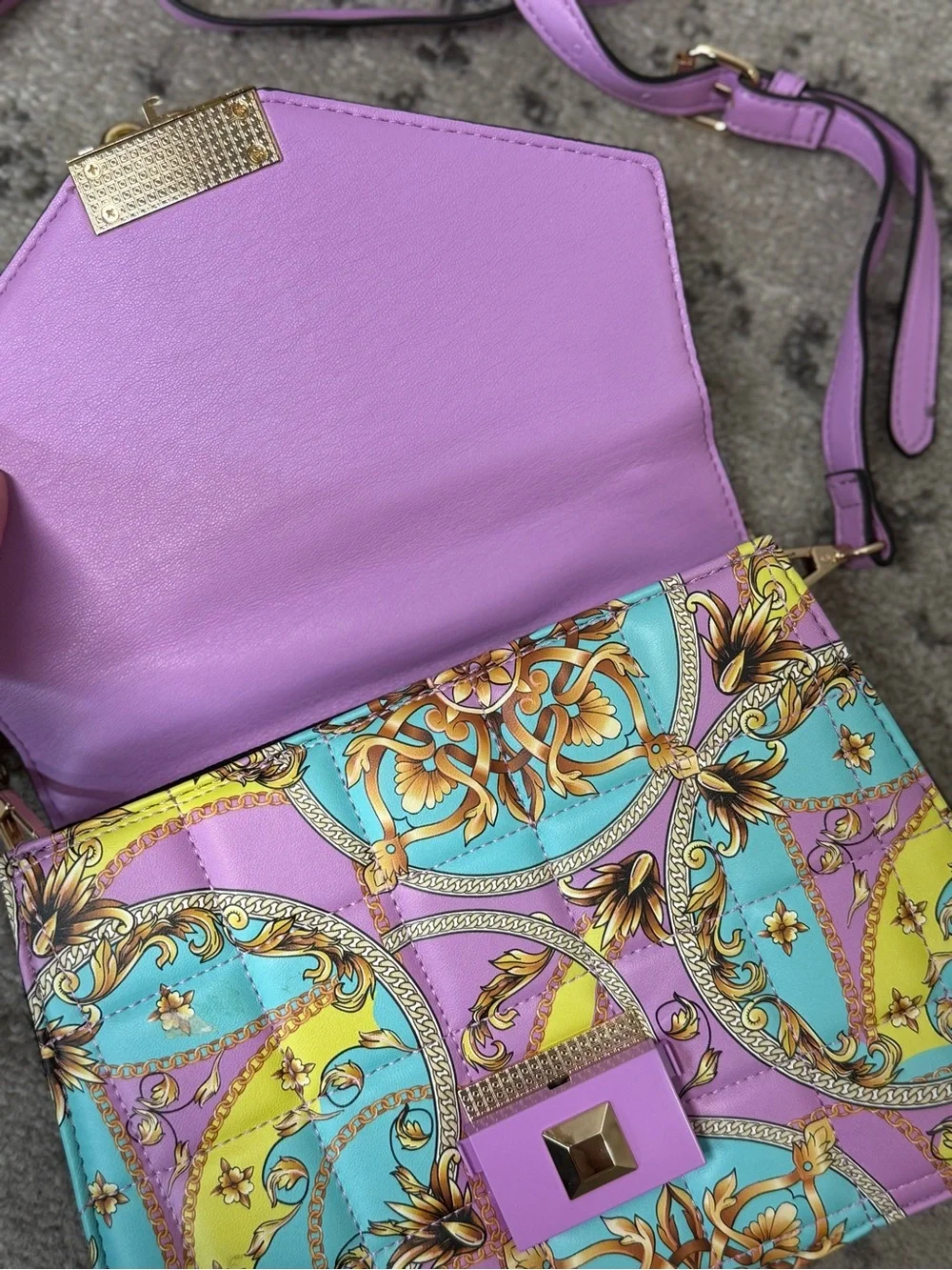 NWOT Pastel Floral Chain-Accent Top Handle Kamelia Bag by ALDO